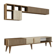 Porta TV in legno "Milan" - 180 x 35 x 40 cm - Noce, Travertino