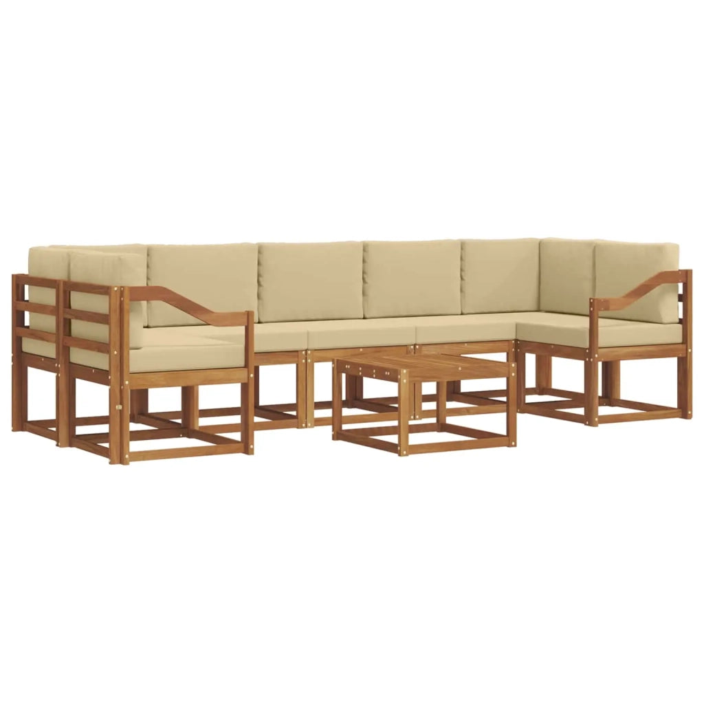 Set di divani da esterno con cuscino 8 pcs Naturale e Beige 3366166