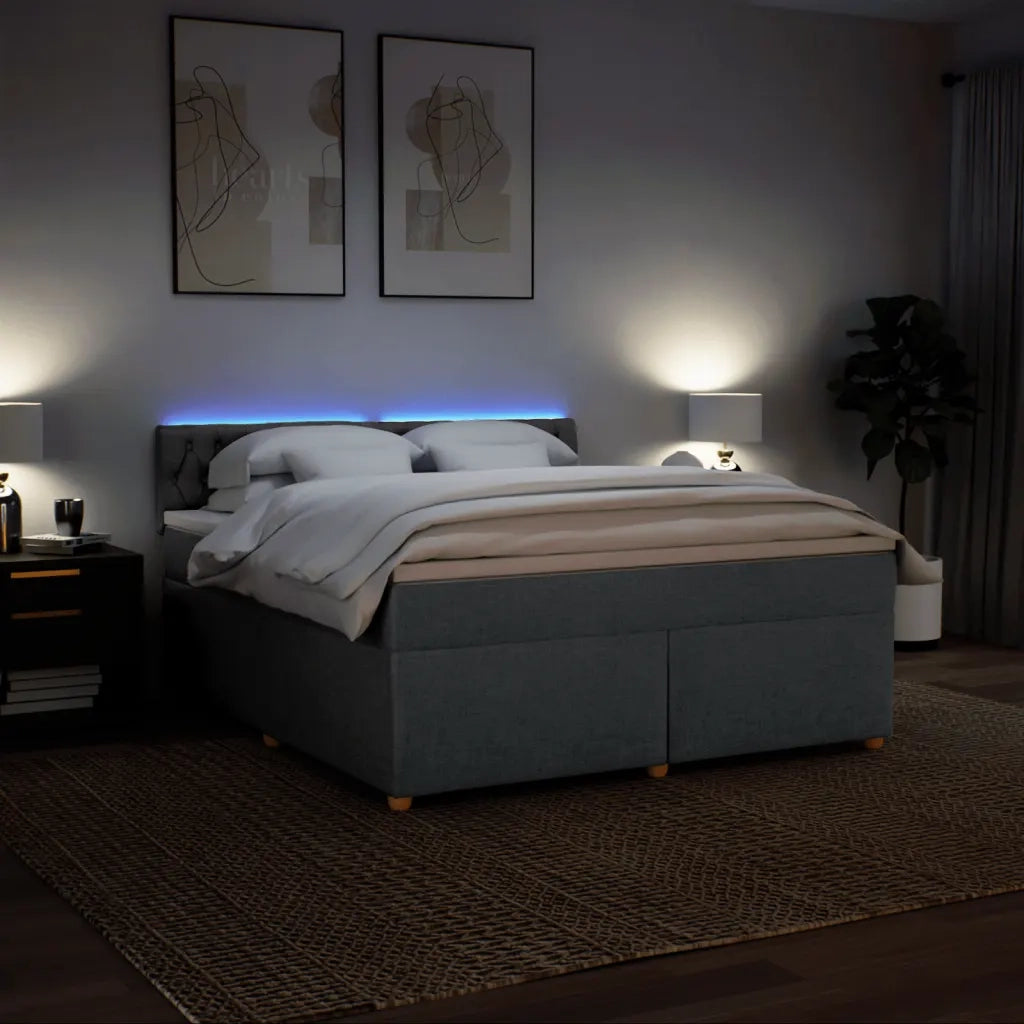 Giroletto a Molle con Materasso Grigio Scuro 180x200 cm Tessuto