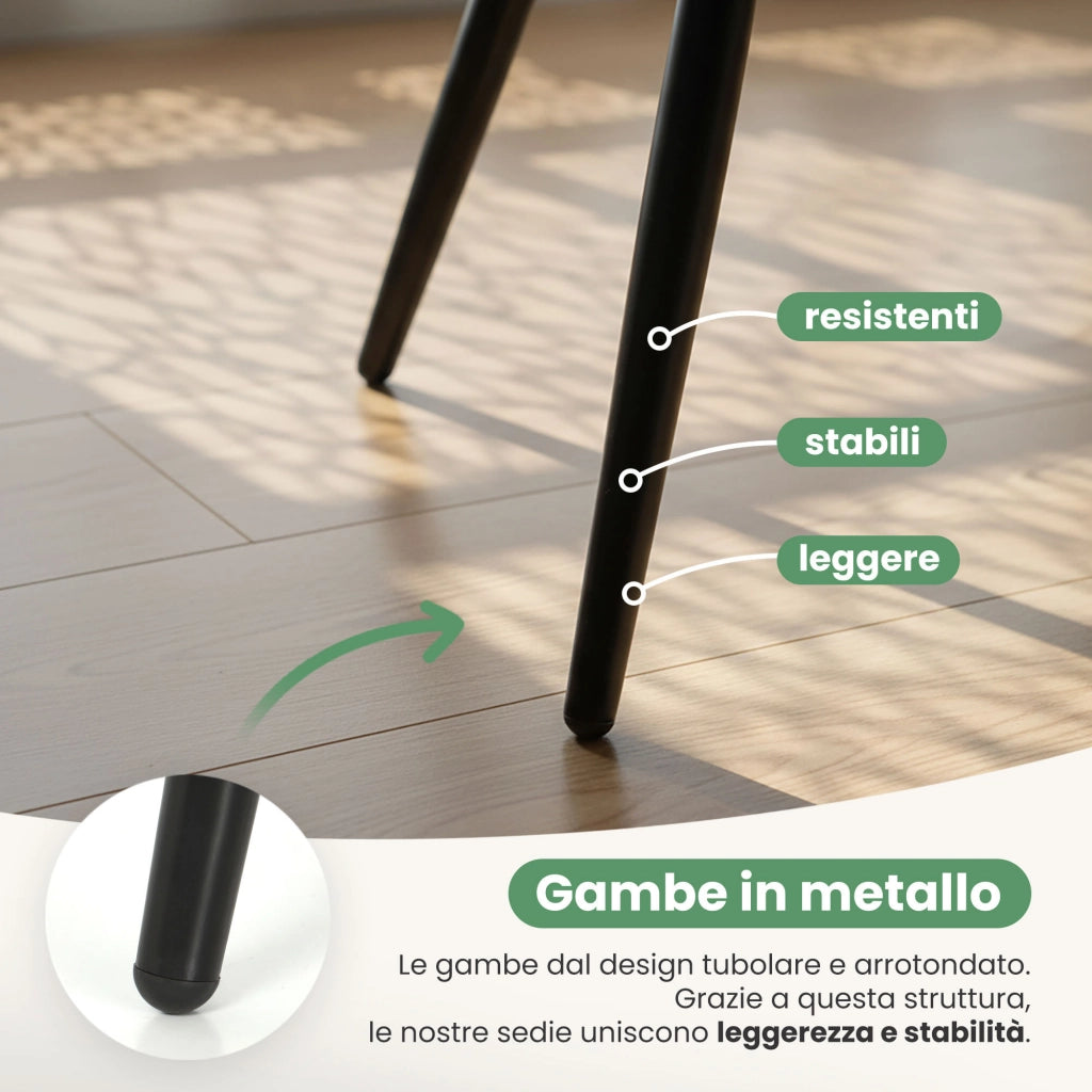 Set di 2 Sedie imbottite con cuciture quadrate LUXANO Beige gambe nere tessuto Lumos
