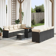 Set Divano da Giardino con cuscino 12 pcs Nero polyrattan