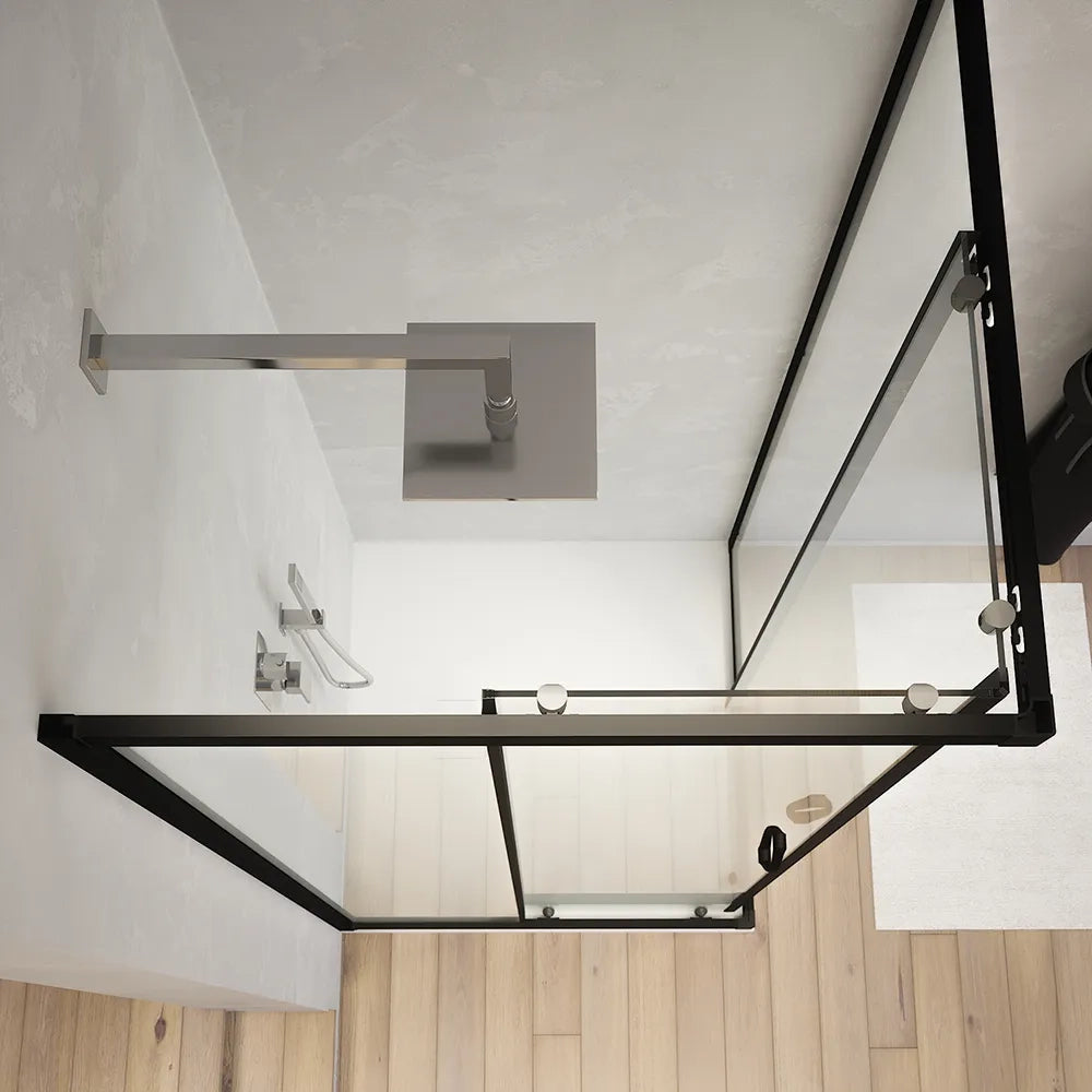 Box doccia angolare 90x90 cm trasparente 4 mm profili neri  | Willis