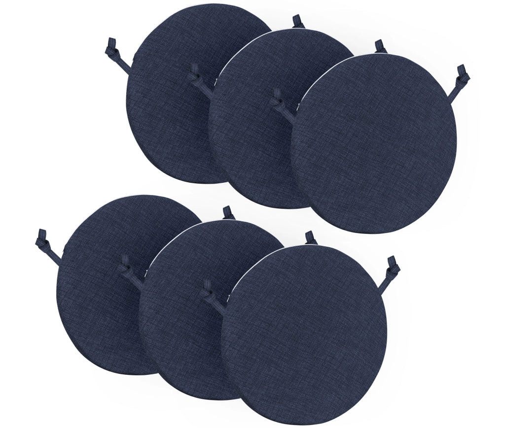 Cuscini Rotondi Per Sedie Cucina Imbottiti Sfoderabili Con Cerniera Cuscino Rotondo Ø 40 Cm Sedia Tavolo Lavabile In Lavatrice Con Lacci Per Fissaggio Prodotto Italiano Comodi 6 Pezzi - Blu