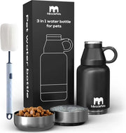 Fiasca per cani - Fiasca per acqua - Cane - 1 Litro - Acciaio inossidabile - Doppia isolazione - On The Go - Sacchetto per cibo e fiasca rimovibile - Libero da BPA