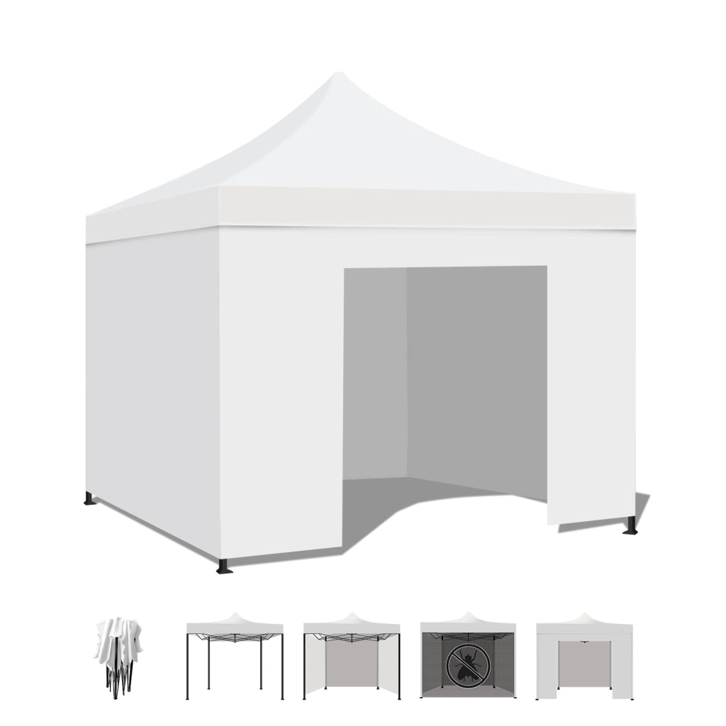 Tenda / Gazebo Per Giardino 3X3 Impermeabile Tendone Pieghevole Per Fiere E Mercati Colore Bianco
