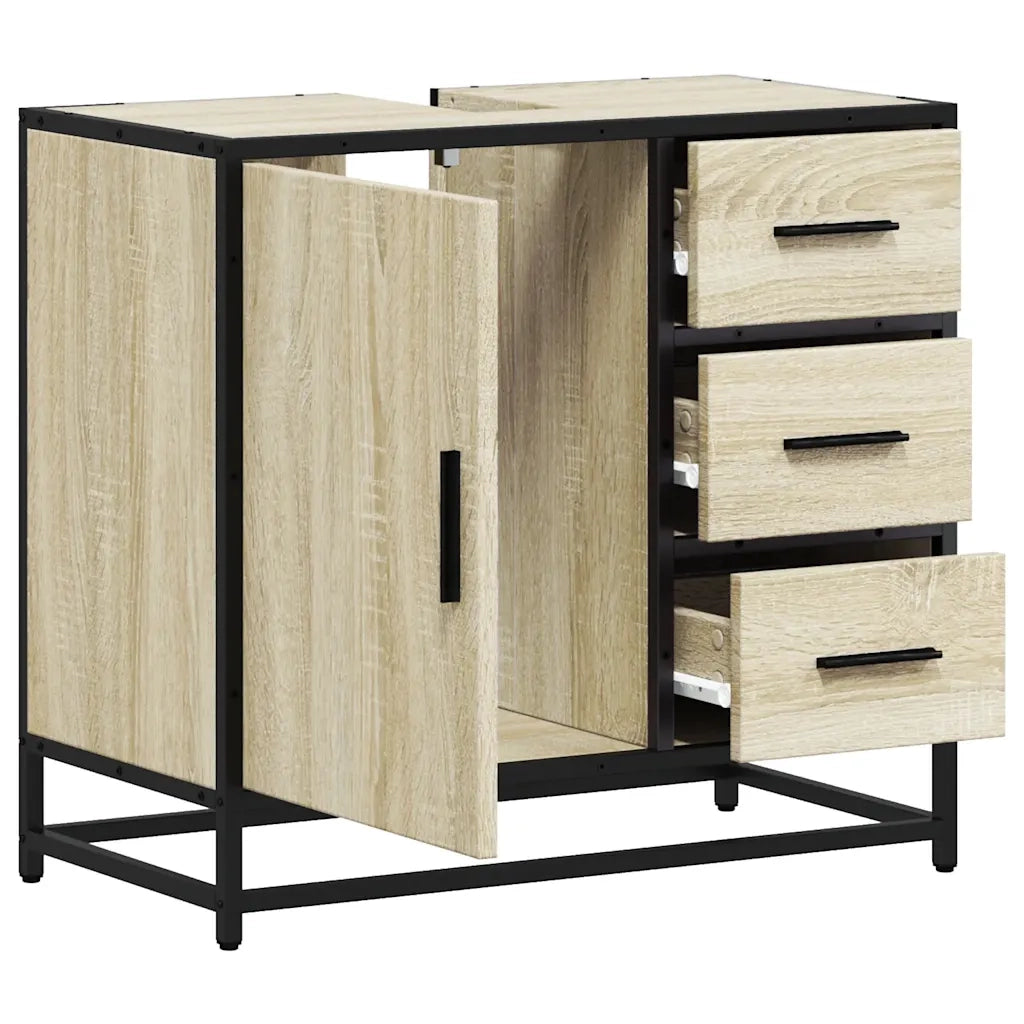 Mobile Lavabo da Bagno-Armadietto da bagno Rovere Sonoma 65x33x60 cm in Truciolato 461752