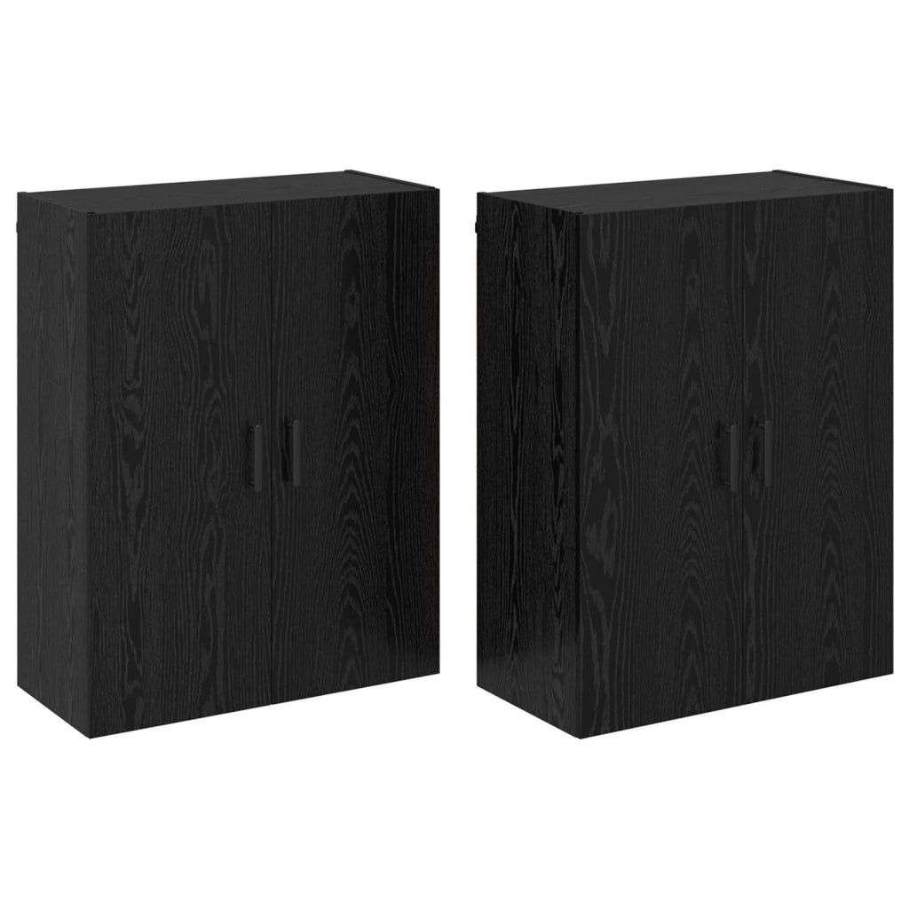Armadietto a Muro | Mobiletto a muro 2 pz Rovere Nero 69,5 x 34 x 90 cm