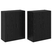 Armadietto a Muro | Mobiletto a muro 2 pz Rovere Nero 69,5 x 34 x 90 cm