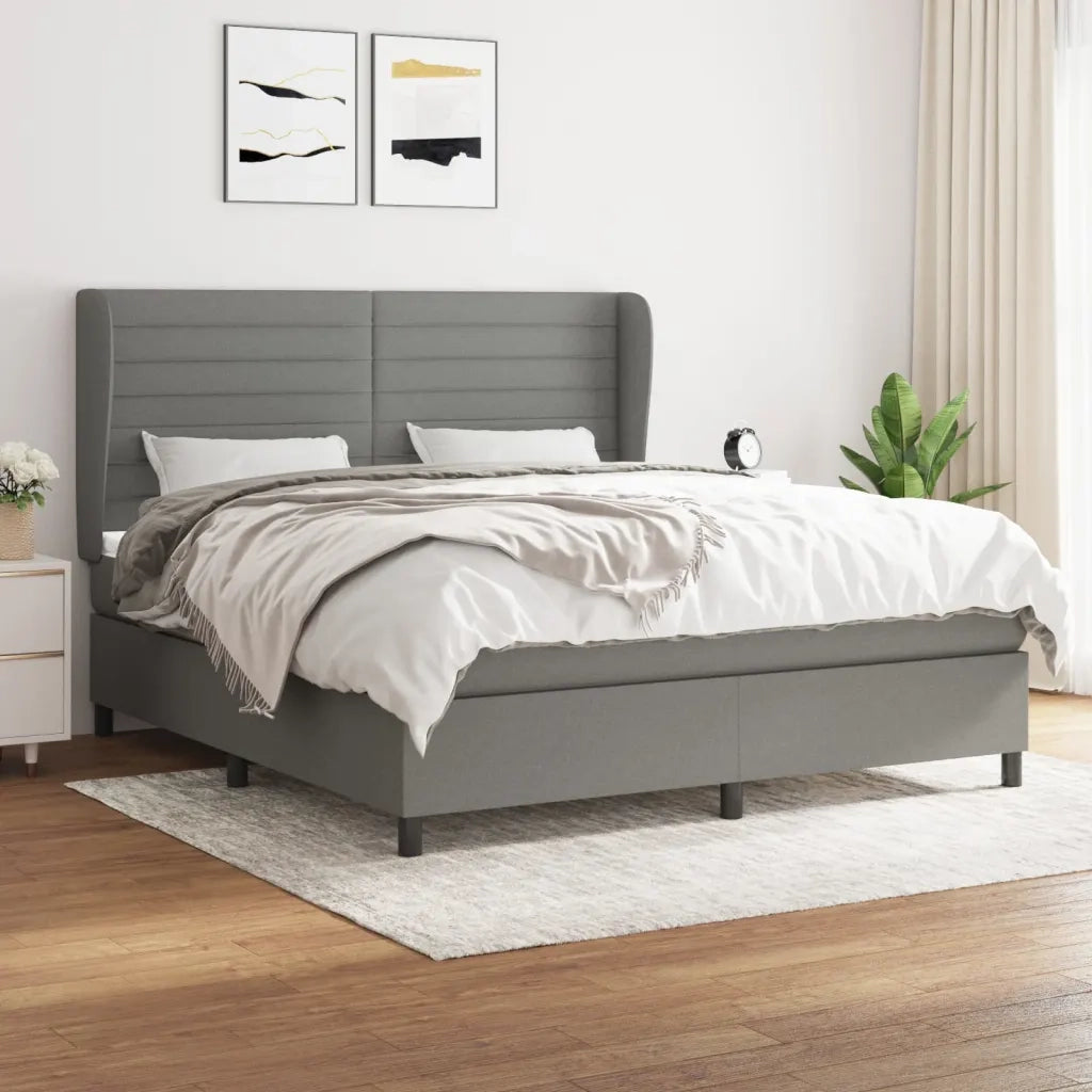 Giroletto a Molle con Materasso Grigio Scuro 180x200 cm Tessuto 3128062
