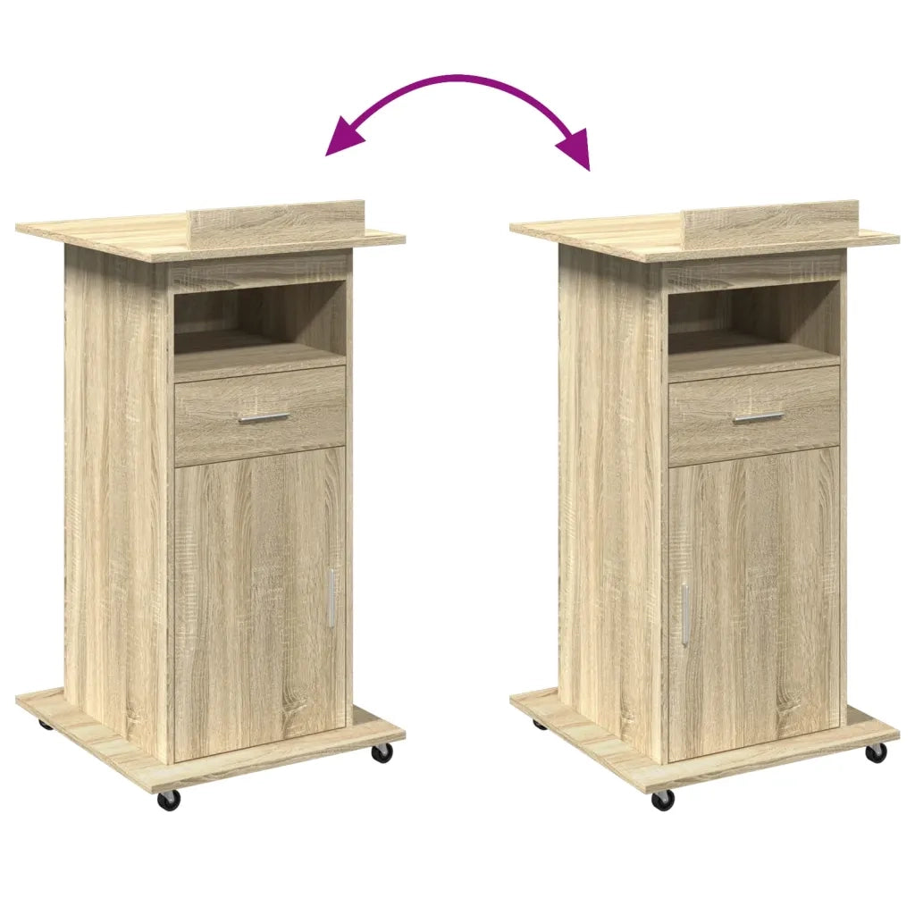 Leggio con Ruote e Cassetto Sonoma 55x55x107 cm in Multistrato CFW9887103