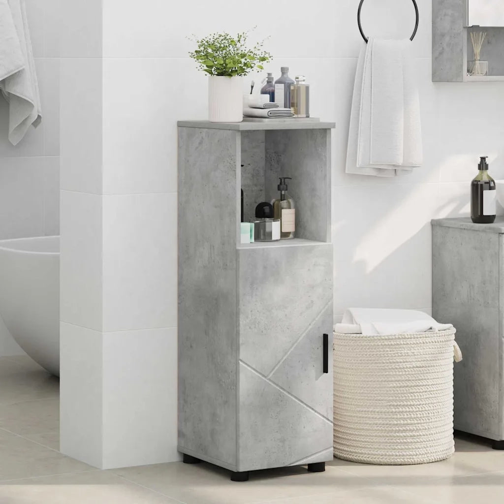 Mobile da Bagno con porta Grigio cemento 30 x 35 x 95 cm 883317