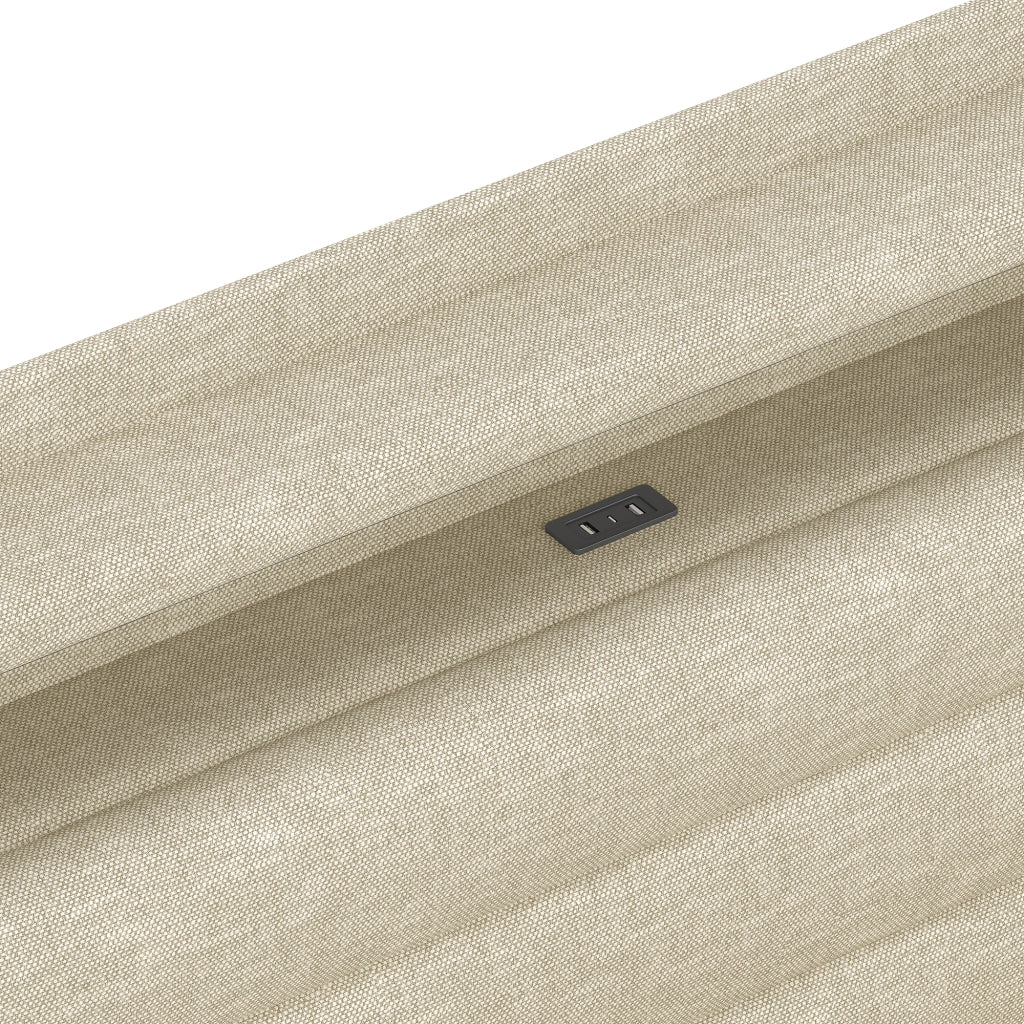 LETTO Contenitore 140x200 cm Lino Beige con LED, USB e Type-C