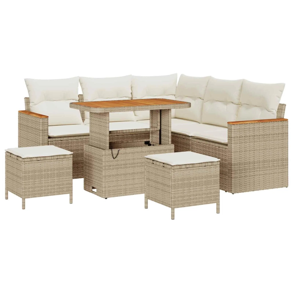 Set Divano da Giardino 8 pcs Beige polyrattan 3362916