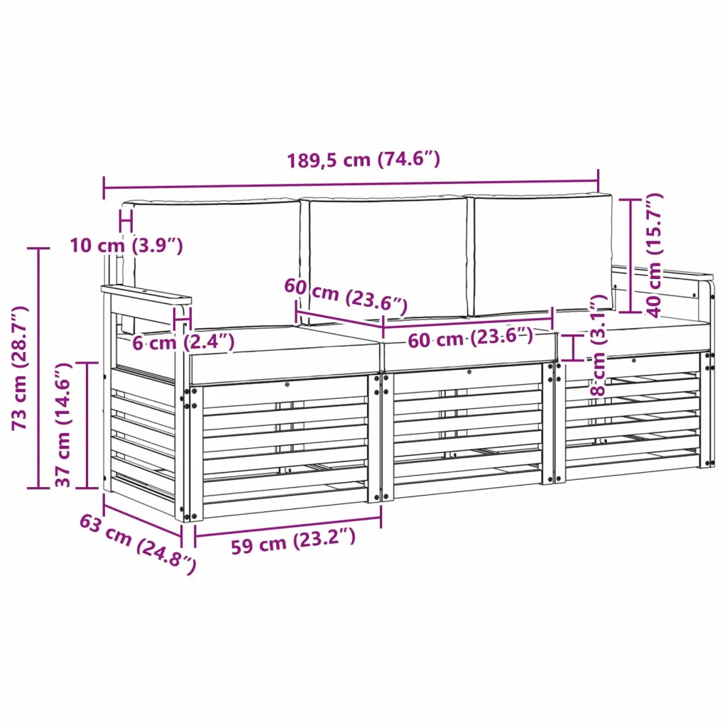 Set divani Legno di Acacia Massello 3391302