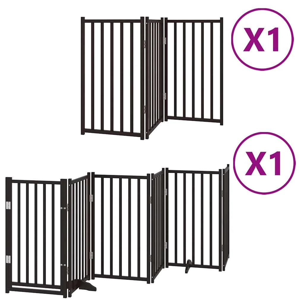 Cancelletto di sicurezza per animali domestici porta pieghevole 9 pannelli legno di pioppo nero 02_0023281