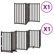 Cancelletto di sicurezza per animali domestici porta pieghevole 9 pannelli legno di pioppo nero 02_0023281
