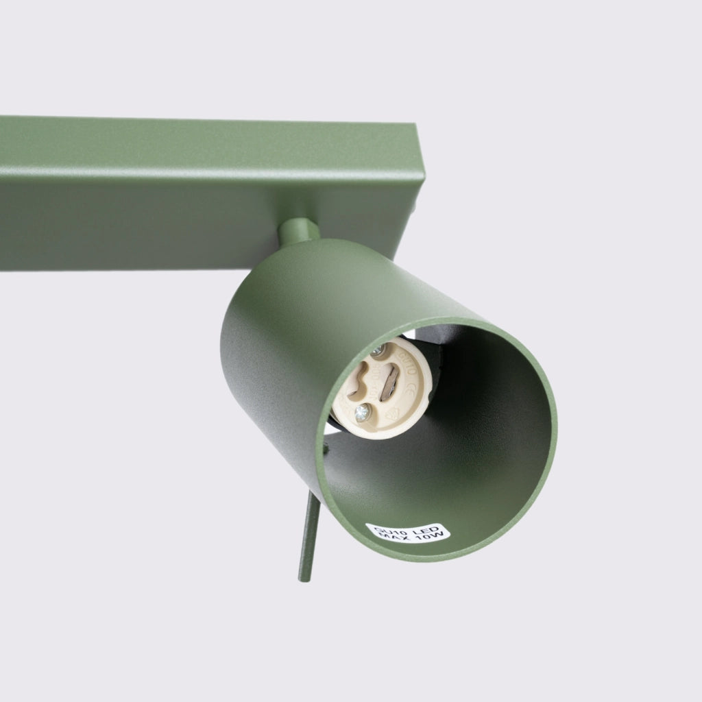 Lampada da soffitto e da parete Ring Series a 4 luci in acciaio verde oliva, GU10