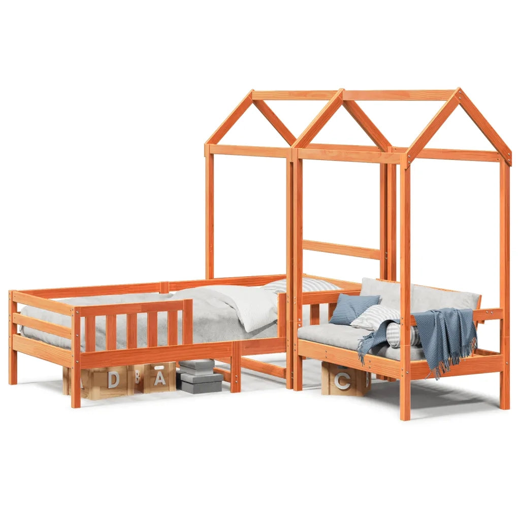 Giroletto con Panca e Tetto Cera 80x200 cm Legno Massello Pino