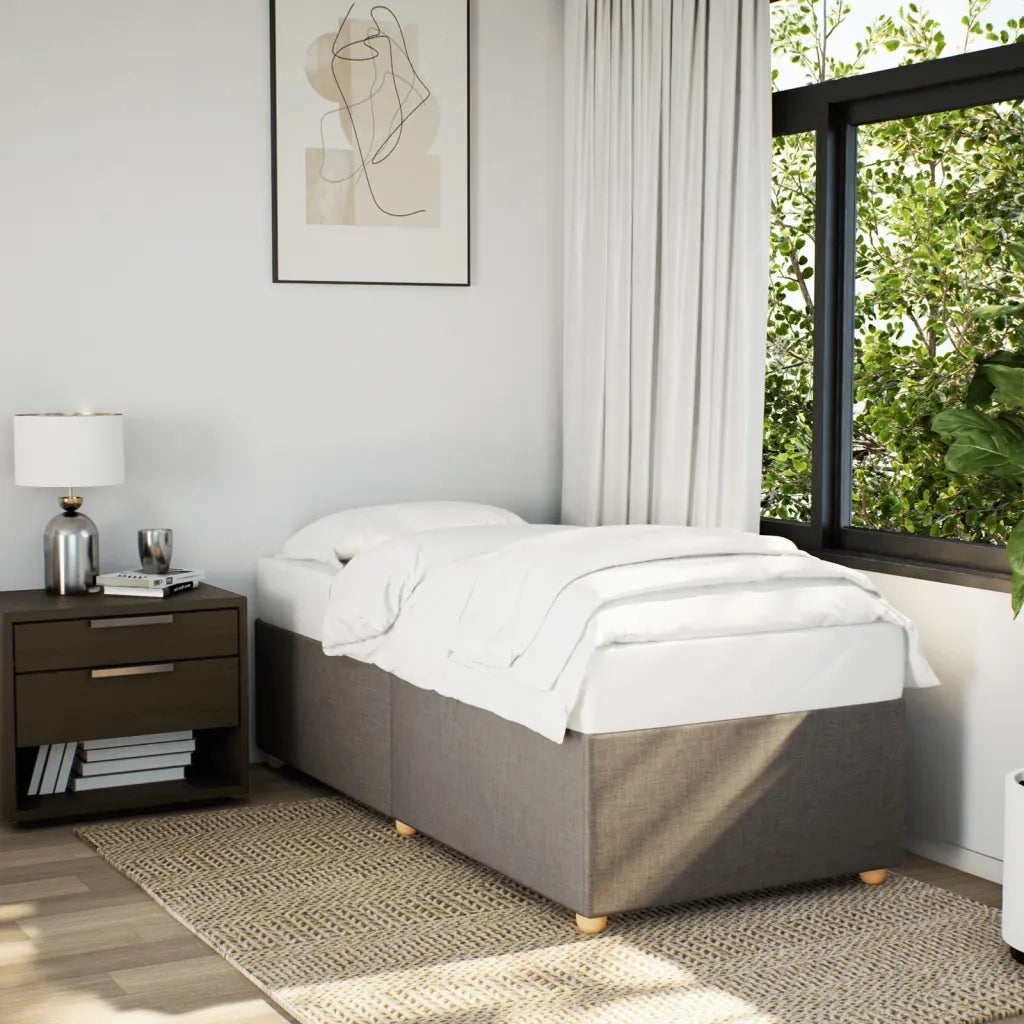 Letto singolo | Letto per adulti | Giroletto senza Materasso Tortora 90x200 cm Tessuto