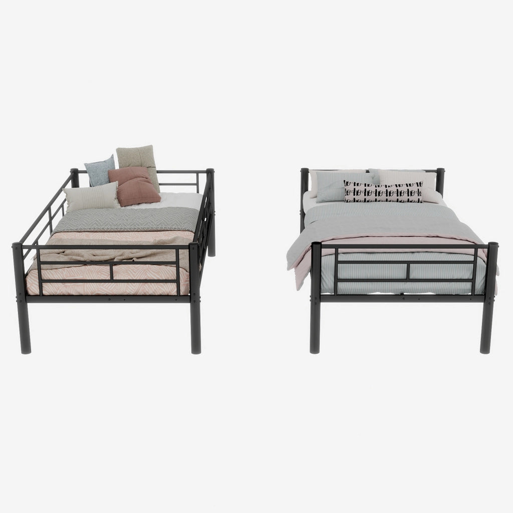 Letto a castello per bambini funzione convertibile in ferro nero 97;8x196;6 cm