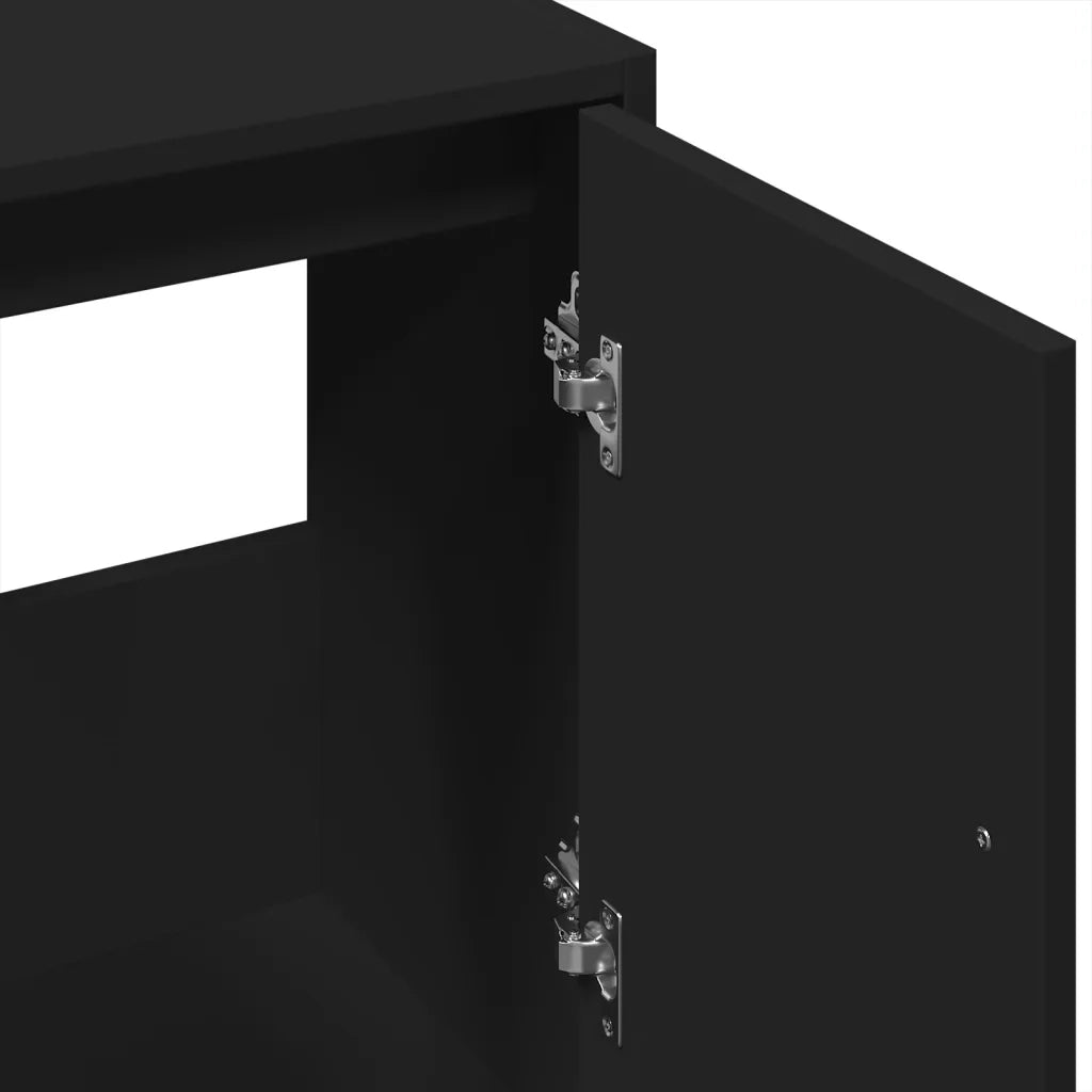 Mobile Lavabo-Armadietto da bagno Nero 63x29x55 cm in Truciolato 727735