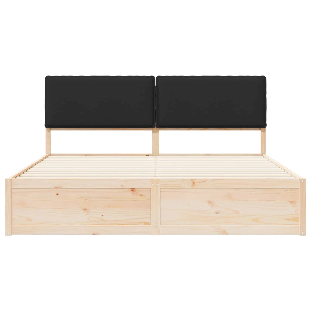 Letto con Testiera Rivestita-Struttura Letto con Testiera Nero 180 x 200 cm Pino massello 451893