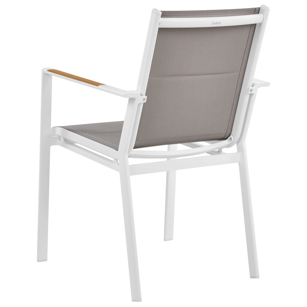 Set da pranzo 4 posti composto da tavolo in alluminio con piano in vetro ceramico e sedie con cuscini grigi giardino terrazzo elegante