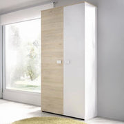 Guardaroba 2 ante Firmin, Mobile camera da letto, Cabina armadio portabiti, Armadio appendiabiti, 90x53 h202 cm, Bianco e Rovere
