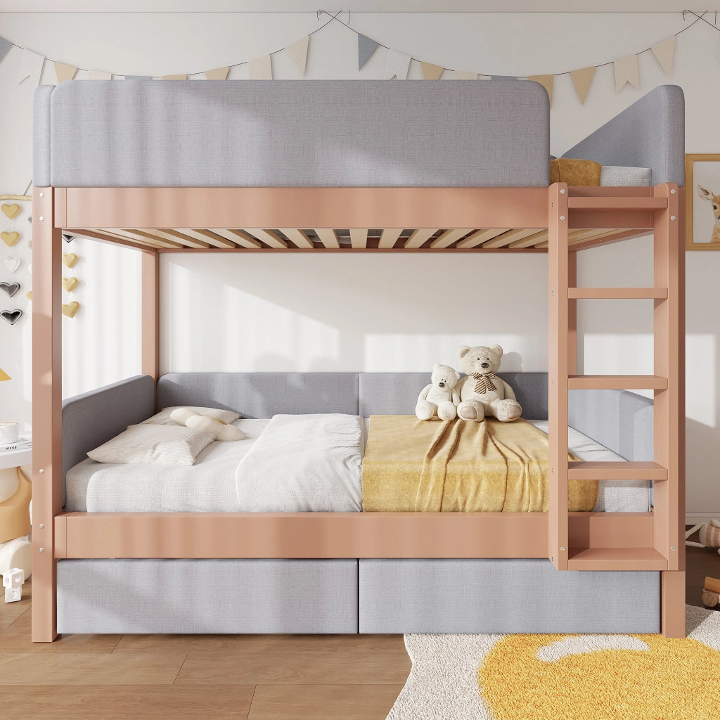 Letto a castello funzione salvaspazio legno grigio naturale 90x200 cm