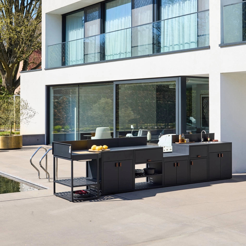 Modulo cucina da esterno in acciaio inossidabile, 6 moduli, nero