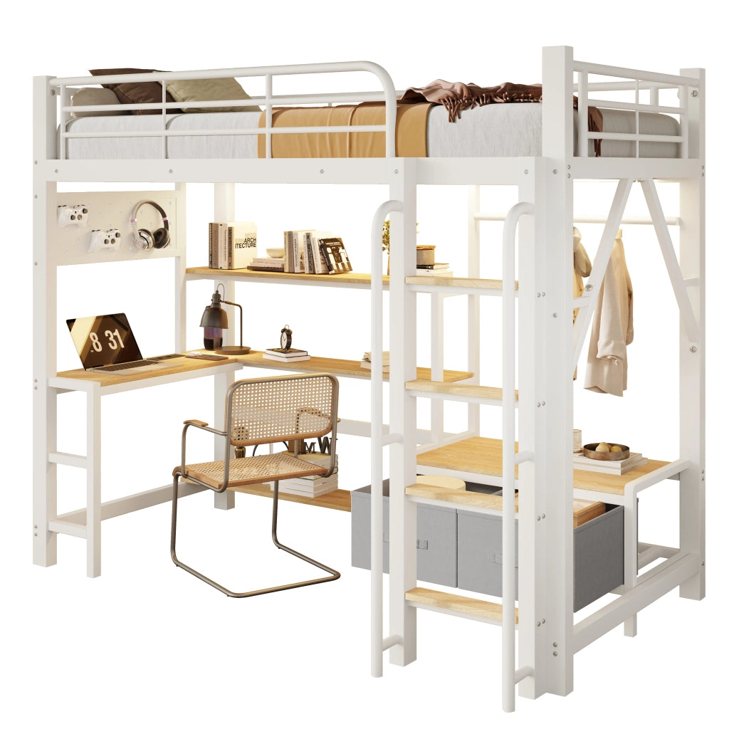 letto a castello metallo e mdf bianco 90 x 200 cm