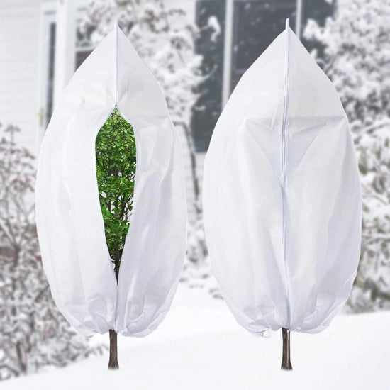 Due pezzi di protezione invernale per piante 120 x 180 cm bianco con cerniera corda per piante protezione invernale protezione dal freddo copertura per piante per olivo, limone e protezione invernale per palme esterne