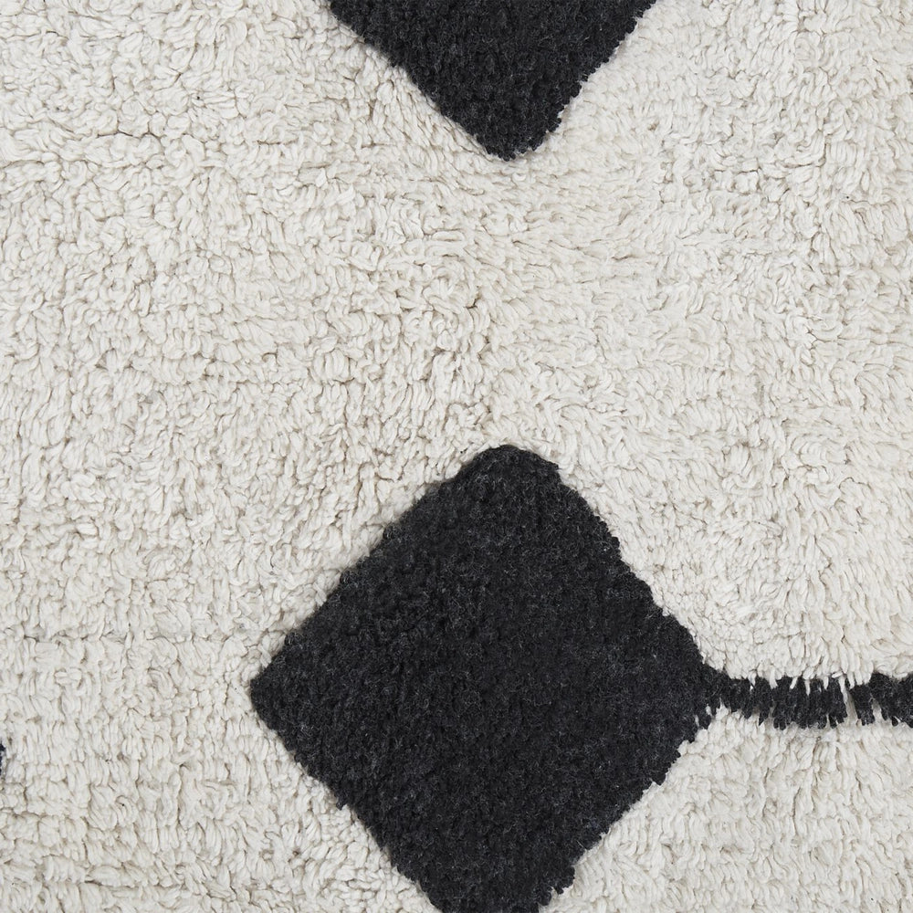 Tappeto cotone bianco sporco e nero 160 x 230 cm motivo geometrico nappe moderno orientale nappe