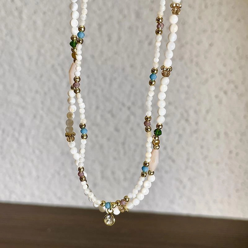 Collana fatta a mano con perle barocche in pietra naturale, regalo di Natale o di compleanno.