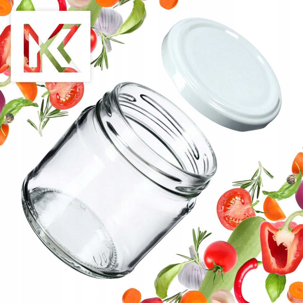 KADAX 50x Vasetti Vetro 200ml Conserva Marmellata Miele + Tappi Fi66