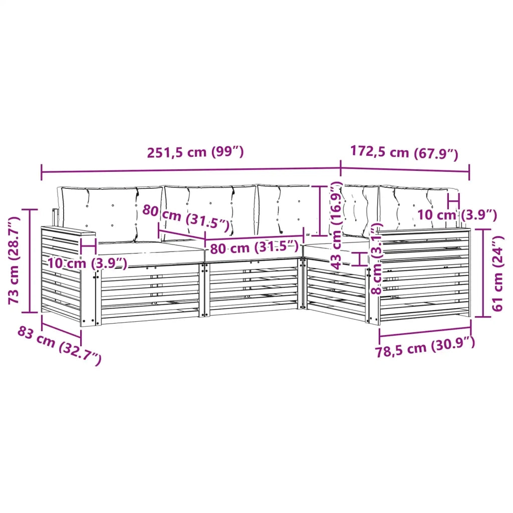 Set di divani da esterno 4 pcs Bianco e Antracite 3390412