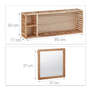 Mensola da parete con specchio scorrevole mobiletto da bagno stile design 80 x 30 x m 3213108