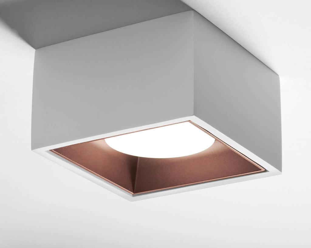 NASSO Soffitto 1 Luce  attacco GX53 Quadrata rame in gesso e alluminio 12x12cm