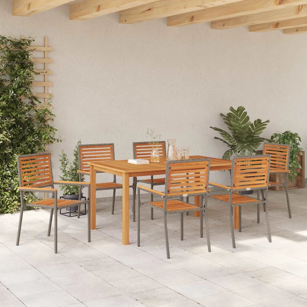 Set da Pranzo per Giardino 7 pcs Grigio