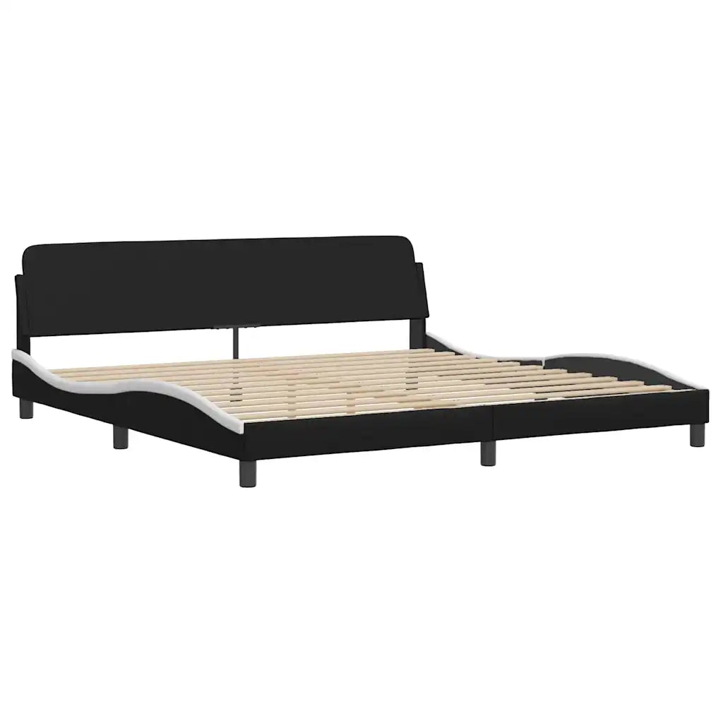 Giroletto Viana senza Materasso-Struttura Letto Bianco e Nero 200x200 cm in Similpelle