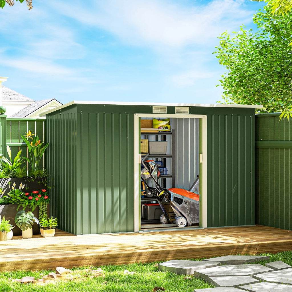 Casetta Giardino 280x130x172 cm Verde ¨C zephmum ¨C Legno con Porte Scorrevoli