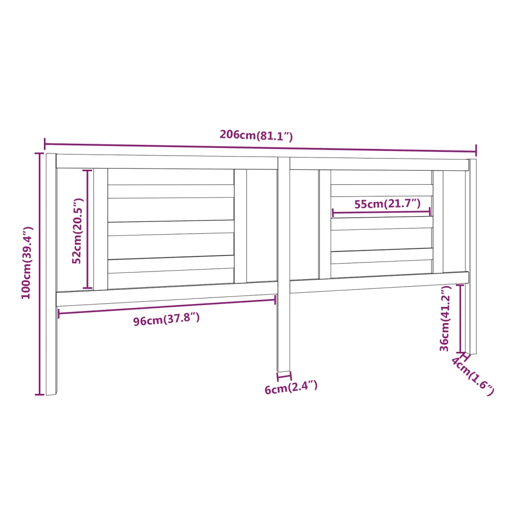 Testiera per Letto-Testata-Testiera Decorativa Bianca 206x4x100cm in Legno Massello di Pino 467187