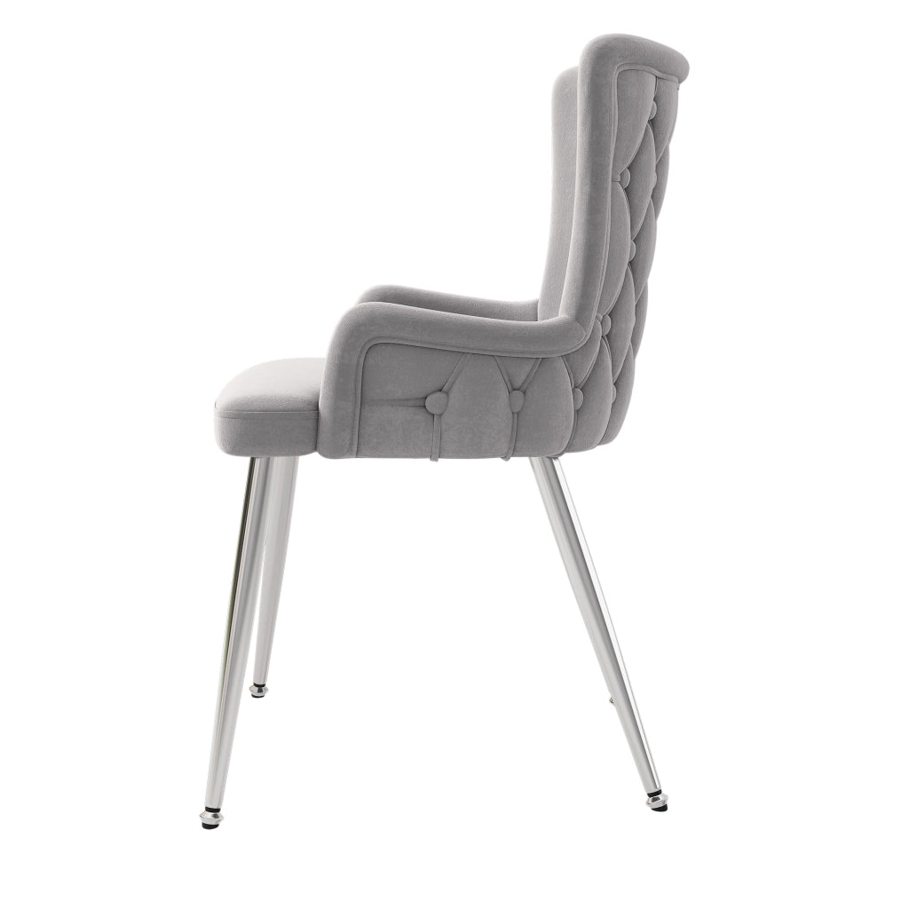 Sedia da pranzo 2 pezzi in velluto con gambe metalliche stabili, design moderno grigio e argento