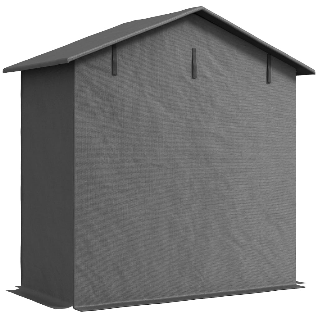 Capanno da Giardino 1.1x2 m con Porta Avvolgibile, Tenda Garage per Bici e Moto, Grigio Scuro