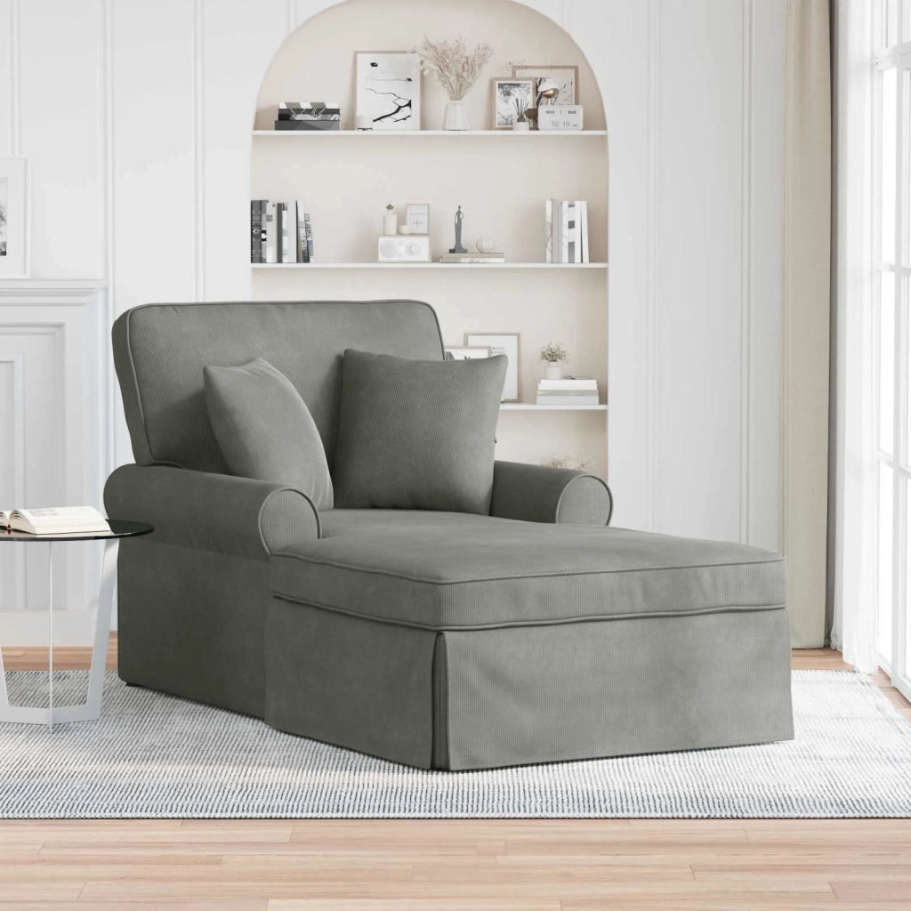 Chaise Longe con Gonna 3 pz Grigio chiaro Tessuto in Cords CFW8764523