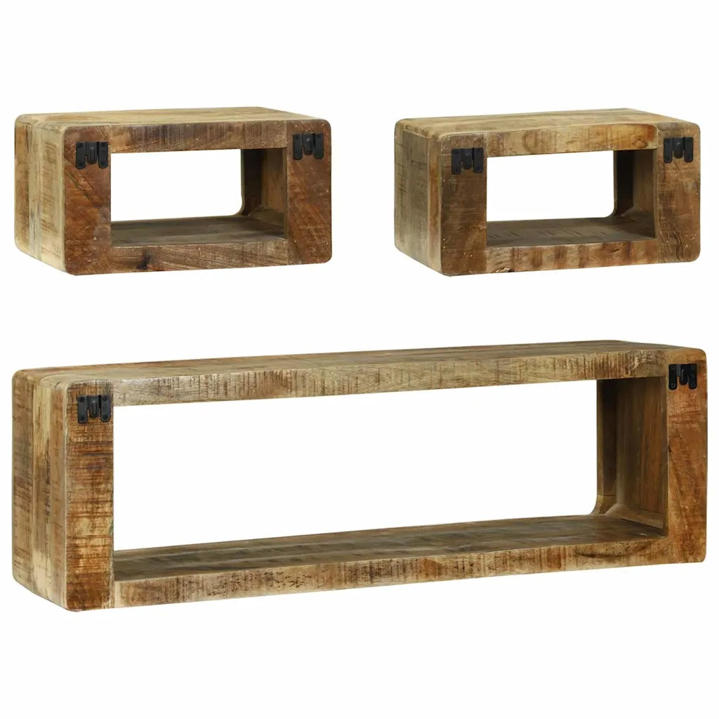 Set di Mobili TV 3 pz-Set di 3 Credenza per TV Marrone Legno massello di mango