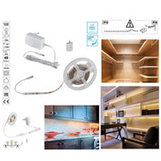 Trade Shop - Kit Striscia Led Con Tasto Interruttore Touch Dimmer Bianco Freddo 6500k 7,5 W -