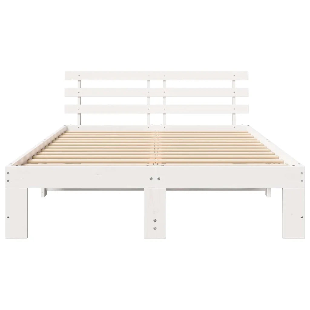 Letto matrimoniale | Letto per adulti | Struttura del letto Bianco 135 x 190 cm Pino massello