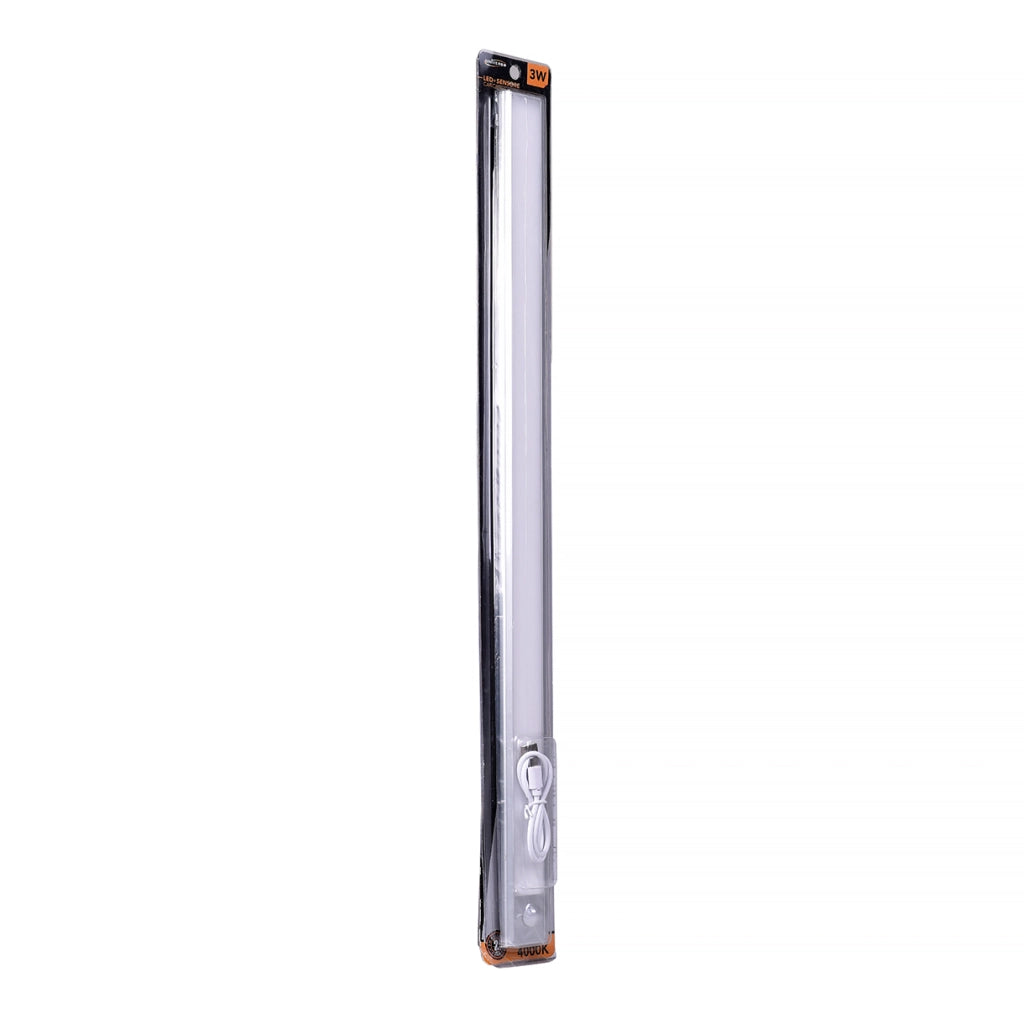 LAMPADA LED RICARICABILE 3W CON SENSORE DI MOVIMENTO LUCE NATURALE 4000K° - BARRA LUMINOSA MAGNETICA IN ALLUMINIO PER ARMADI CUCINA E CORRIDOI