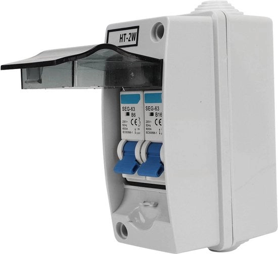 Interruttore di Corrente Miniatore a Due Poli - Plastica Resistente al Calore - 230V - Alta Capacità di Interruzione - Per Distribuzione di Corrente - Modello 63